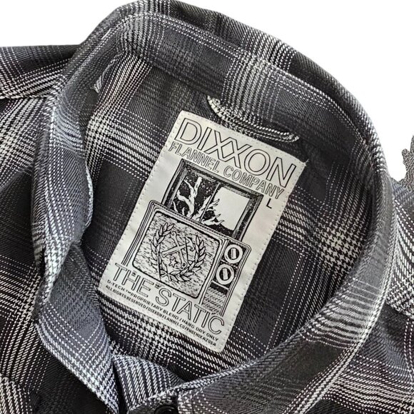 DIXXON Womens The Static Flannel Size Large Plaid Snap Button Pockets Collared - Picture 8 of 8